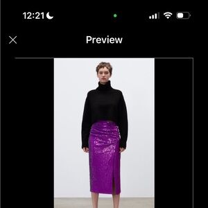 Zara Purple Sequin Midi Skirt